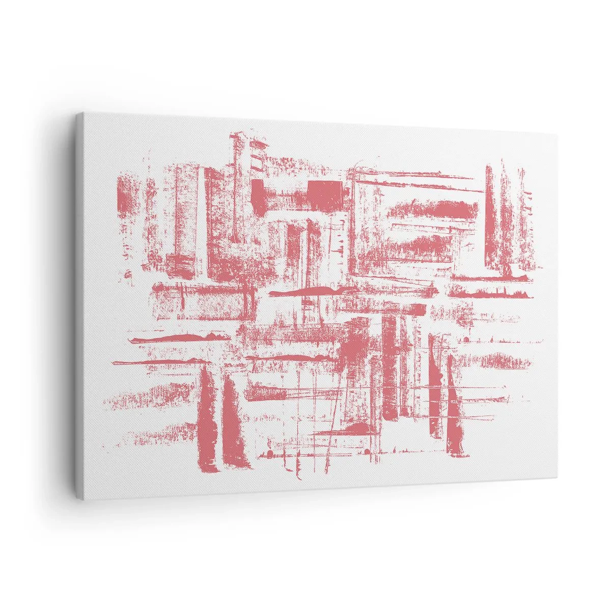 Vászonkép - Absztrakt rózsaszín textúrák fehér háttéren - 70x50cm - A vörös város - Modern fali dekoráció nappalihoz és hálószobához ARTTOR