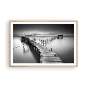 Poszter világos tölgy keretben - Egy elfeledett part békéje - 91x61 cm