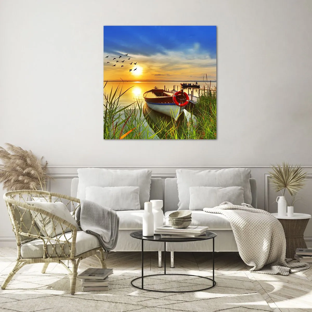 Üveg kép - A kormoránok már repülnek el - 30x30 cm