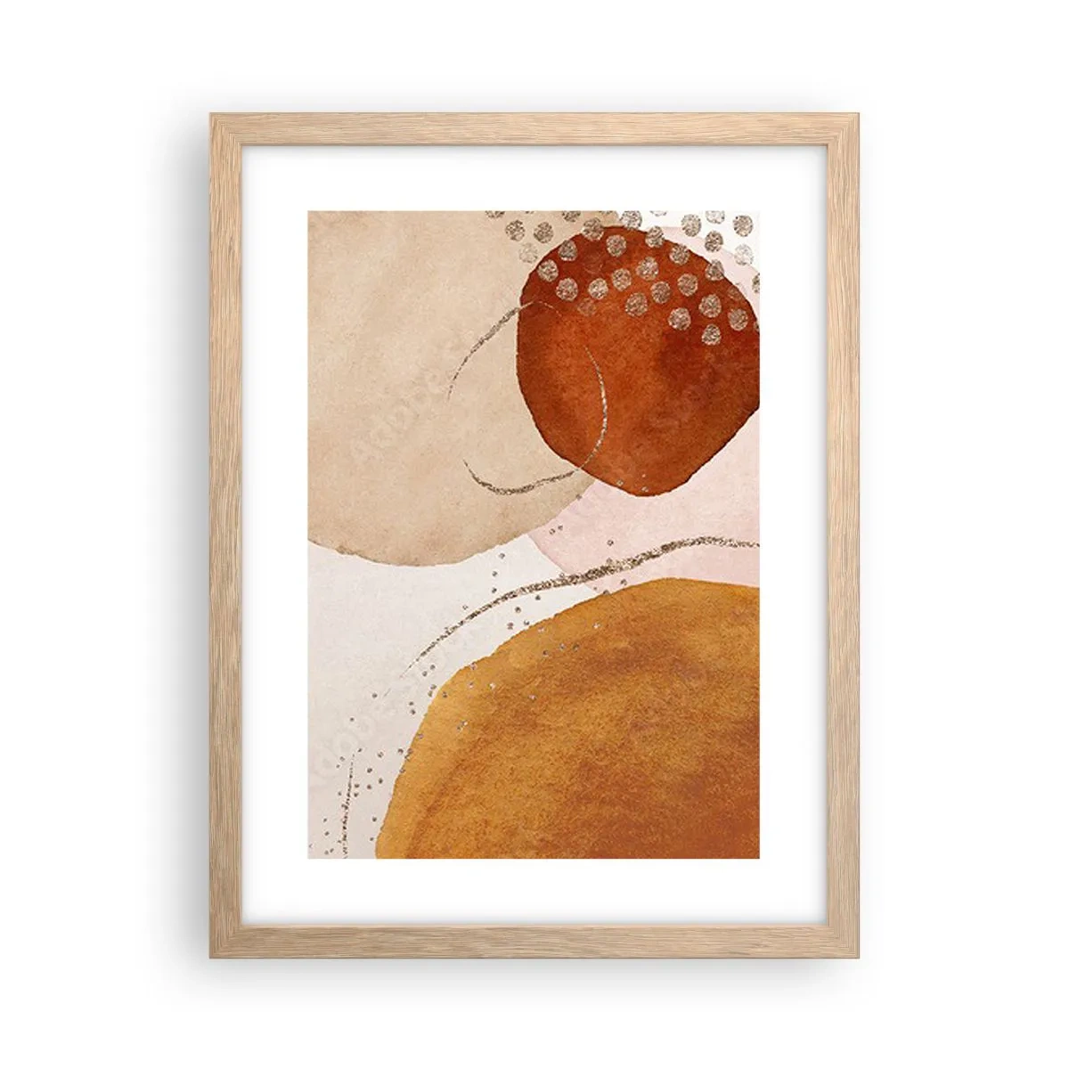 Poszter világos tölgy keretben - Gömbölyűség és mozgás - 30x40 cm