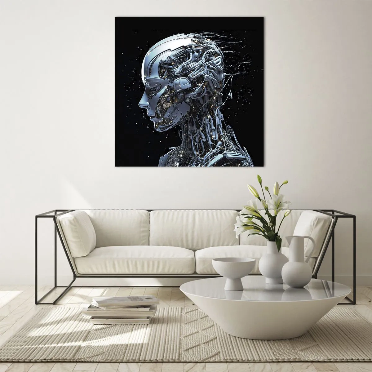 Üveg kép - A technológia egy nő - 30x30 cm