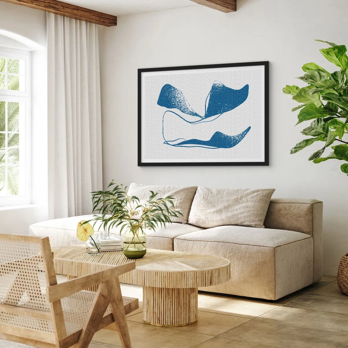 Poszter fehér keretben - Szárnyas absztrakció - 70x50 cm