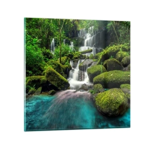 Üveg kép - Türkiz, zafír és folyékony ezüst - 70x70 cm