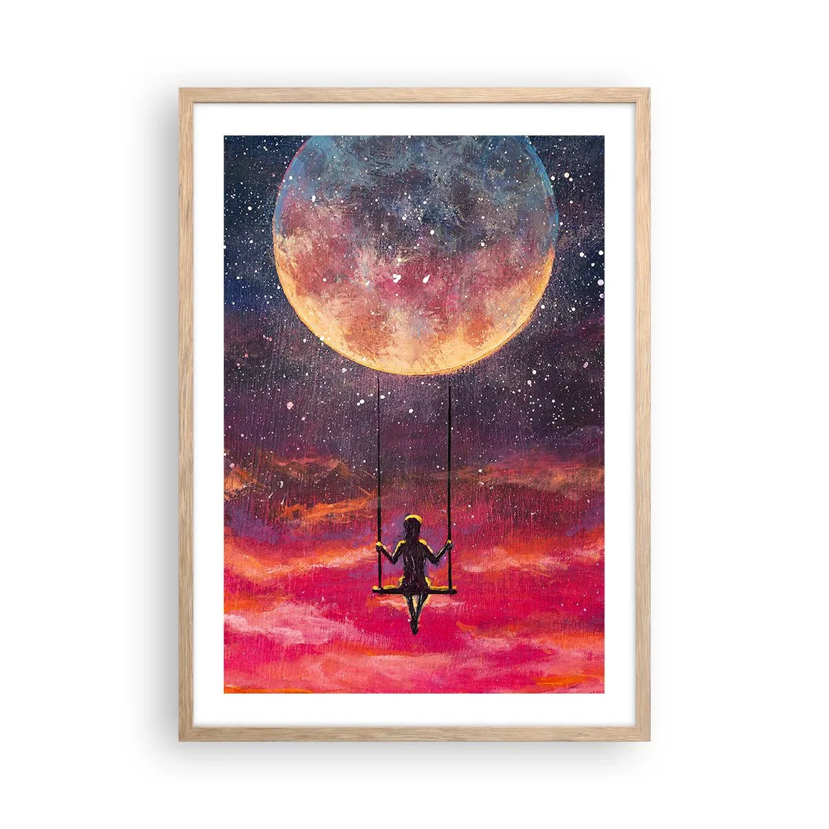 Poszter világos tölgy keretben - Álmodozva - 50x70 cm