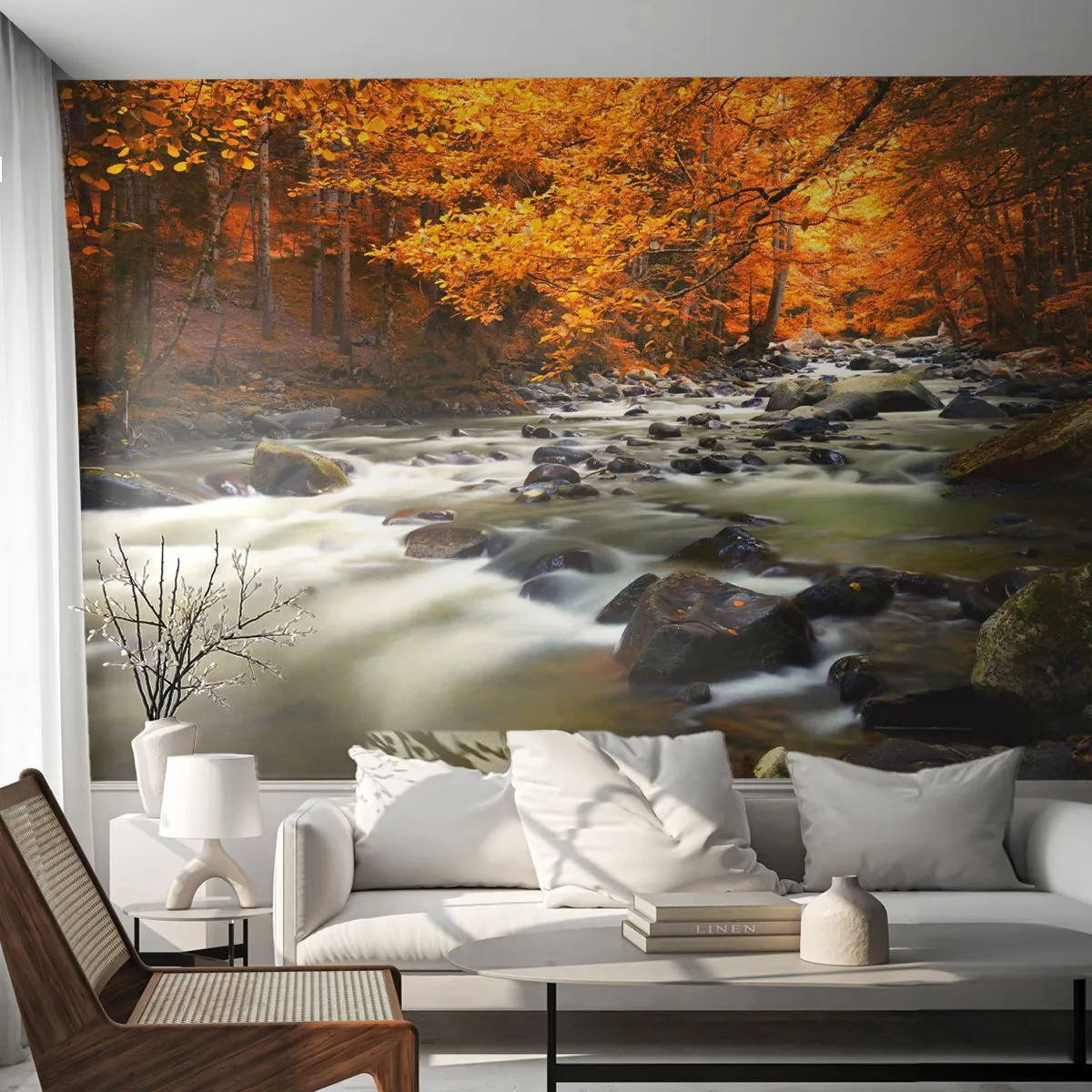 Fotótapéta Standard Eco - Egy patak az aranyerdőben - Tájkép, Erdő, Hegyi patak - 200x140 cm