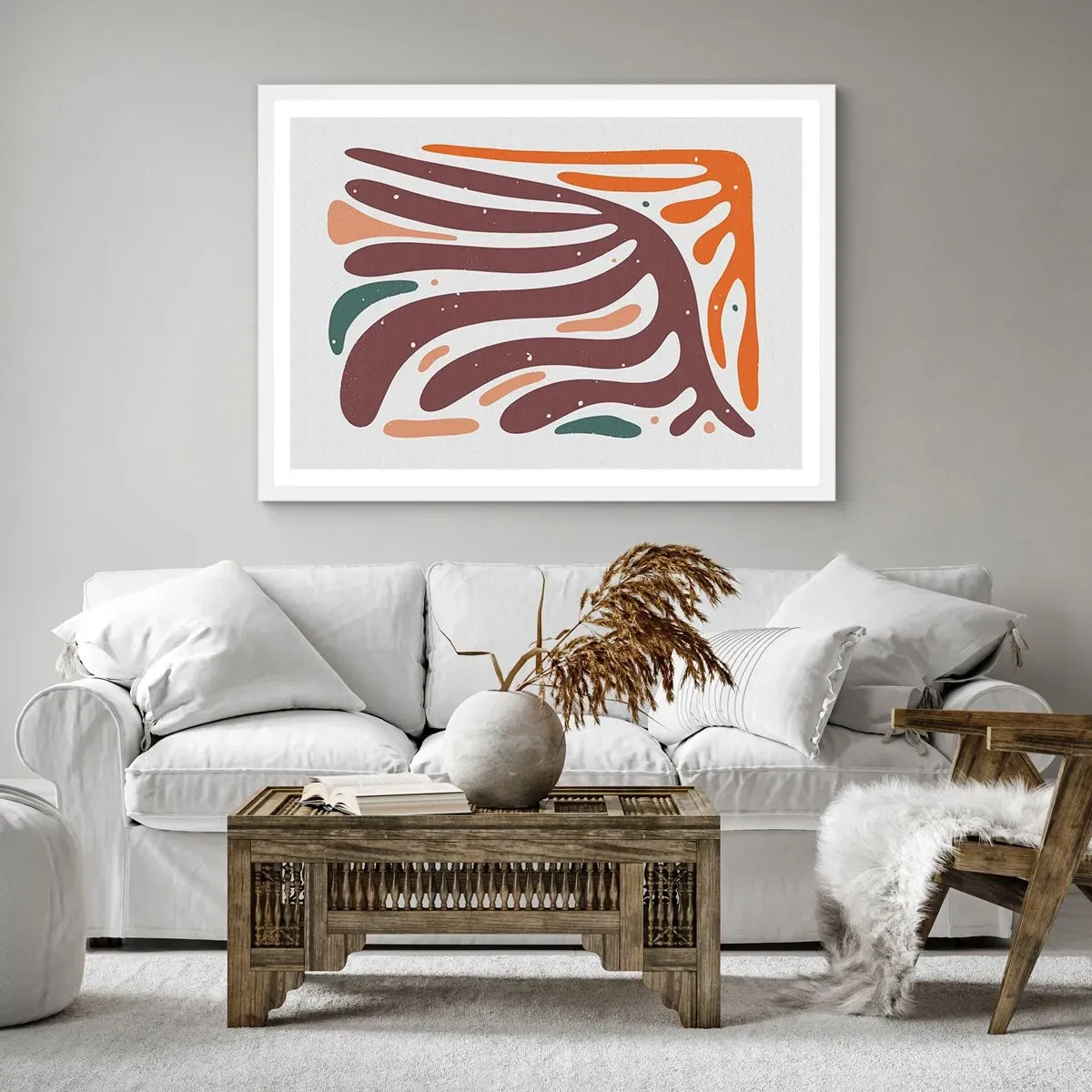 Poszter fekete keretben - Sugárzó organikus kompozíció - 100x70 cm