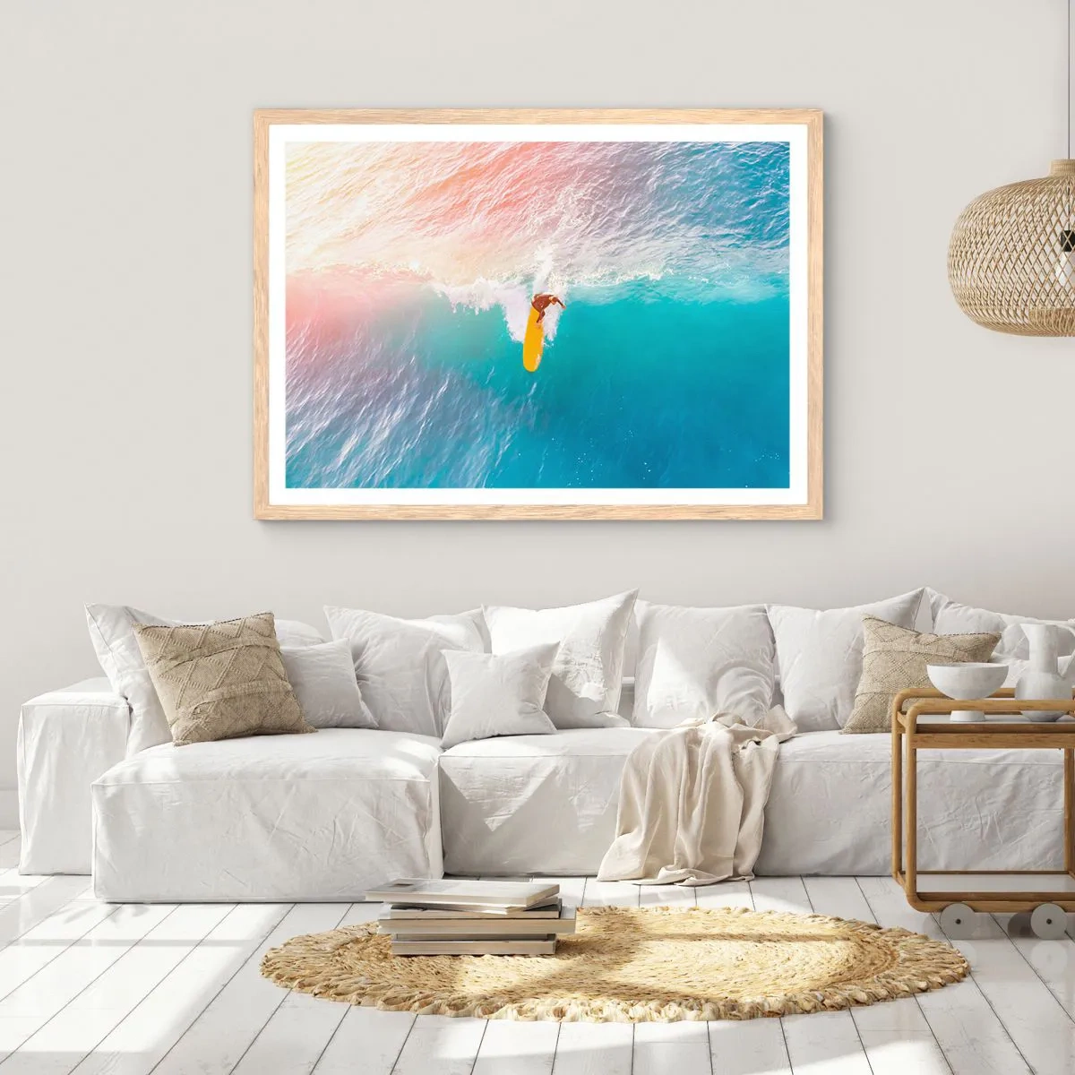 Poszter világos tölgy keretben - Az óceánlovas - 91x61 cm