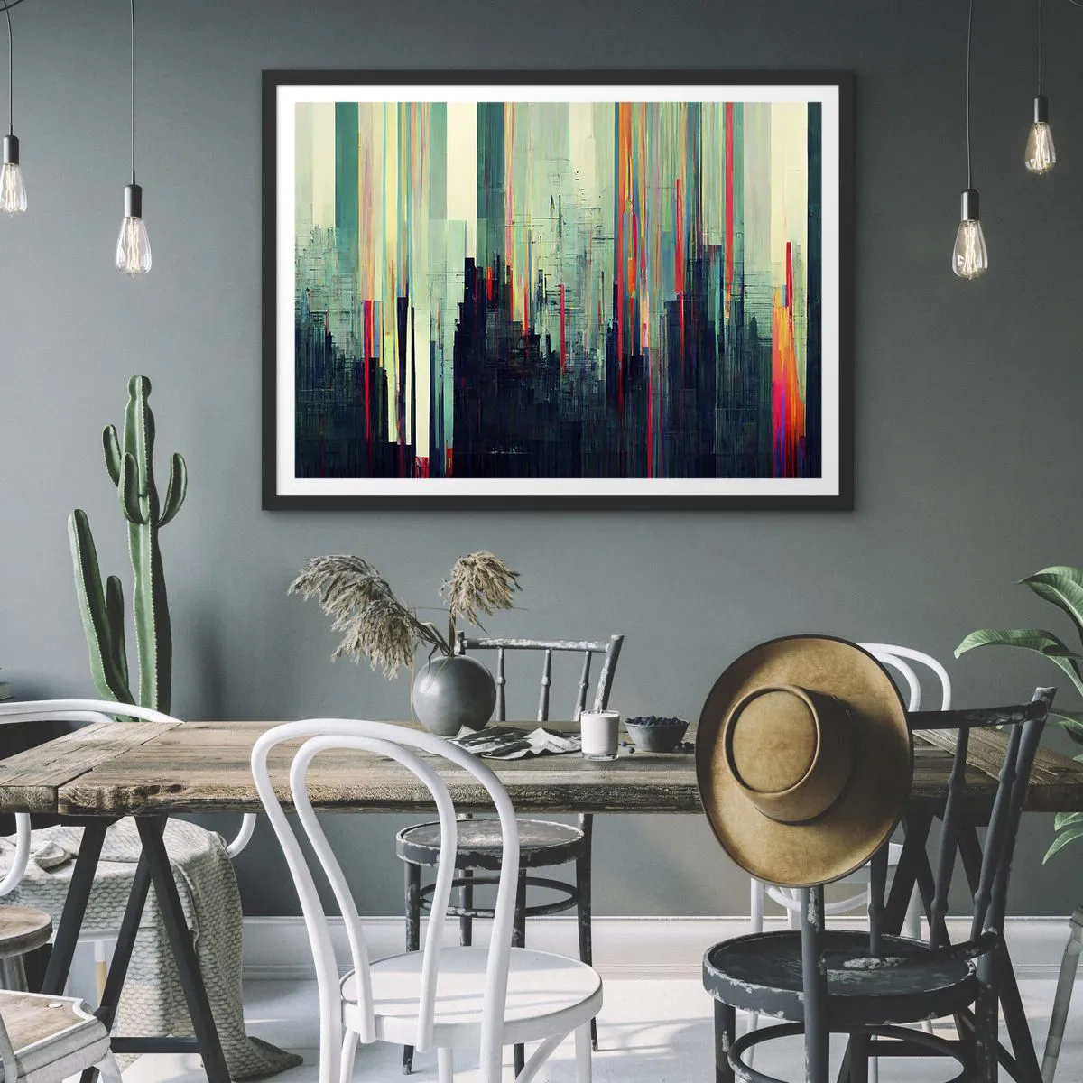 Poszter fehér keretben - Futurisztikus város - 70x50 cm