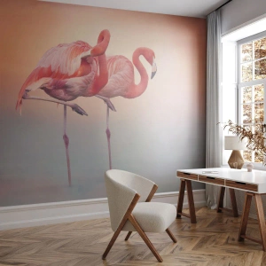 Öntapadós Fotótapéta Deluxe Sticker - A lenyugvó nap színe - Flamingók, Madarak, Természet - 100x70 cm