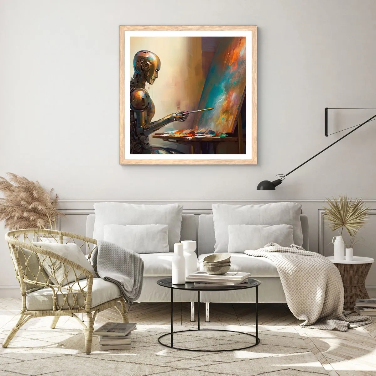Poszter világos tölgy keretben - A jövő művészete - 40x40 cm