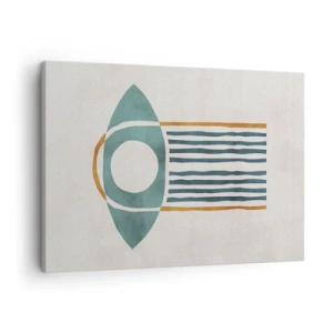 Vászonkép - Geometrikus minta zöld és narancs árnyalatokban - 70x50cm - Jelek és rituálék - Modern fali dekoráció nappalihoz és hálószobához ARTTOR