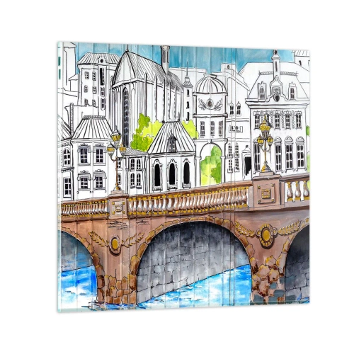 Üveg kép - Város mint a festményről - 30x30 cm