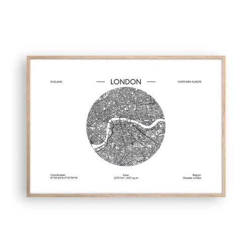 Poszter világos tölgy keretben - London anatómiája - 100x70 cm