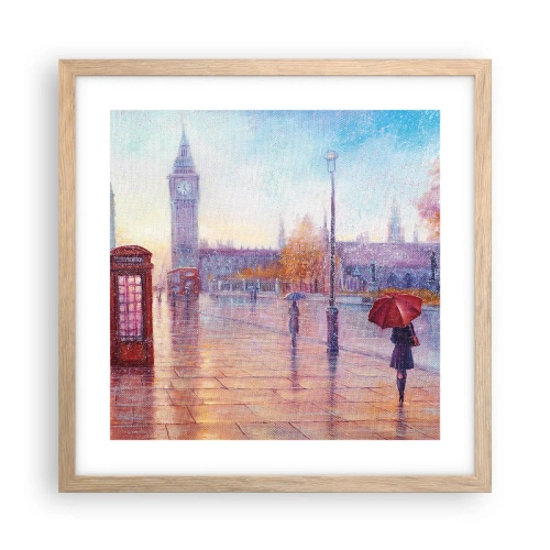 Poszter világos tölgy keretben - Őszi nap Londonban - 40x40 cm