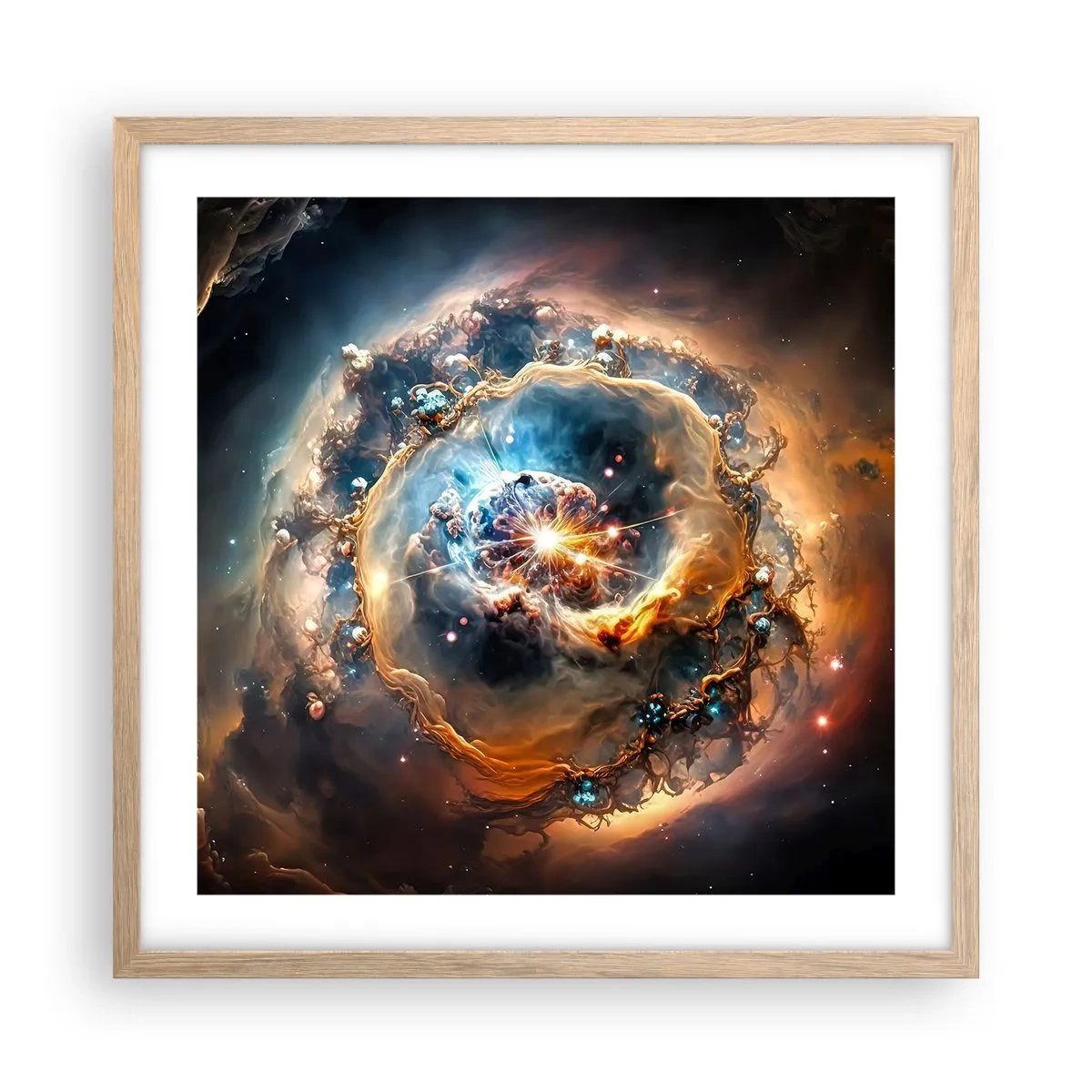 Poszter világos tölgy keretben - Kezdet - 50x50 cm