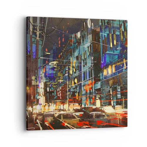 Vászonkép - Esti utcai nyüzsgés - 40x40 cm