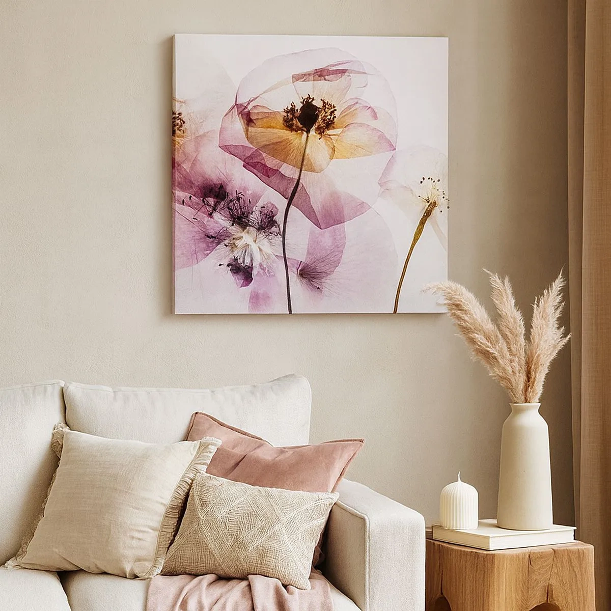 Vászonkép - Átlátszó virág test - 30x30 cm