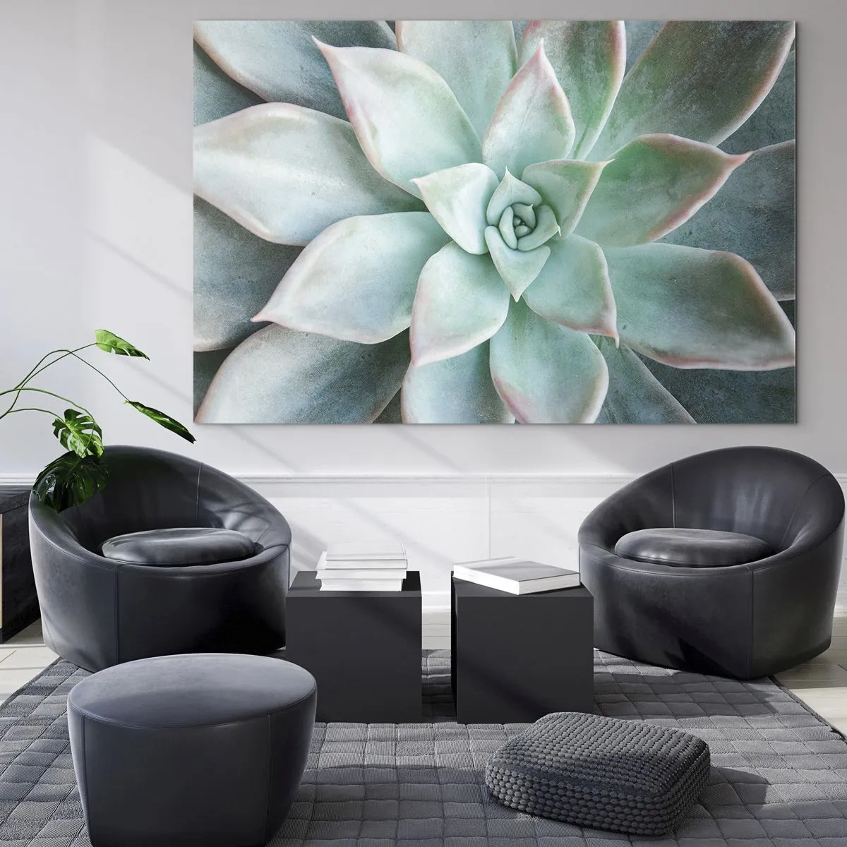 Üveg kép - Száraz, zamatos levelek finom, szürkészöld árnyalattal - 70x50cm - A sivatag szíve - Modern fali dekoráció nappalihoz és hálószobához ARTTOR