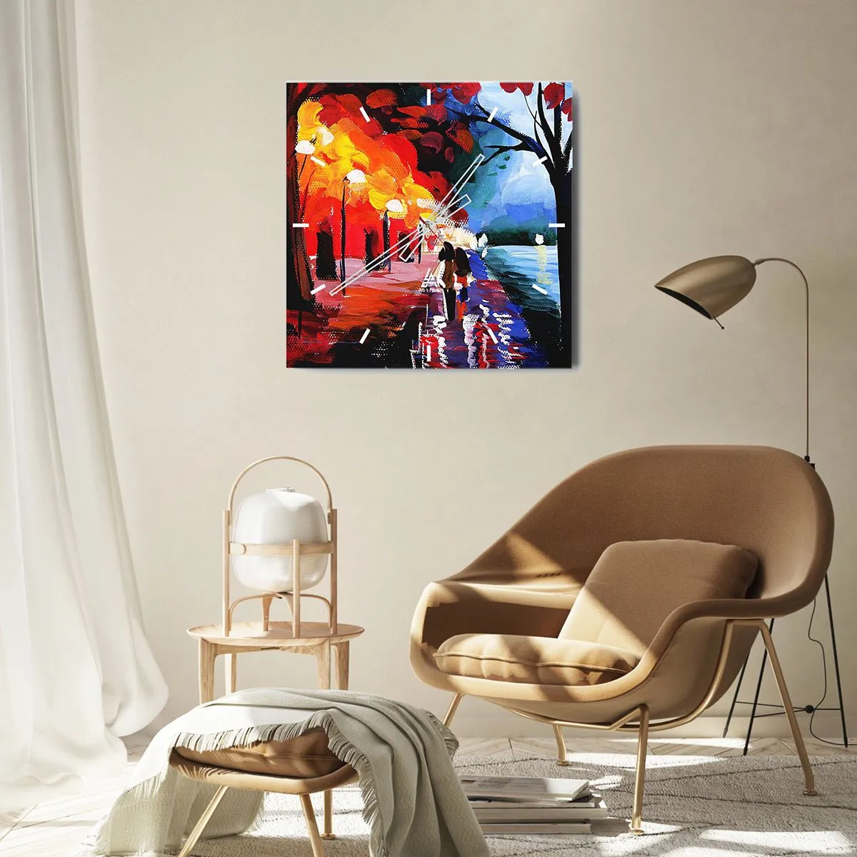 Falióra, Óra - Lángoló ősz a parkban - 30x30 cm