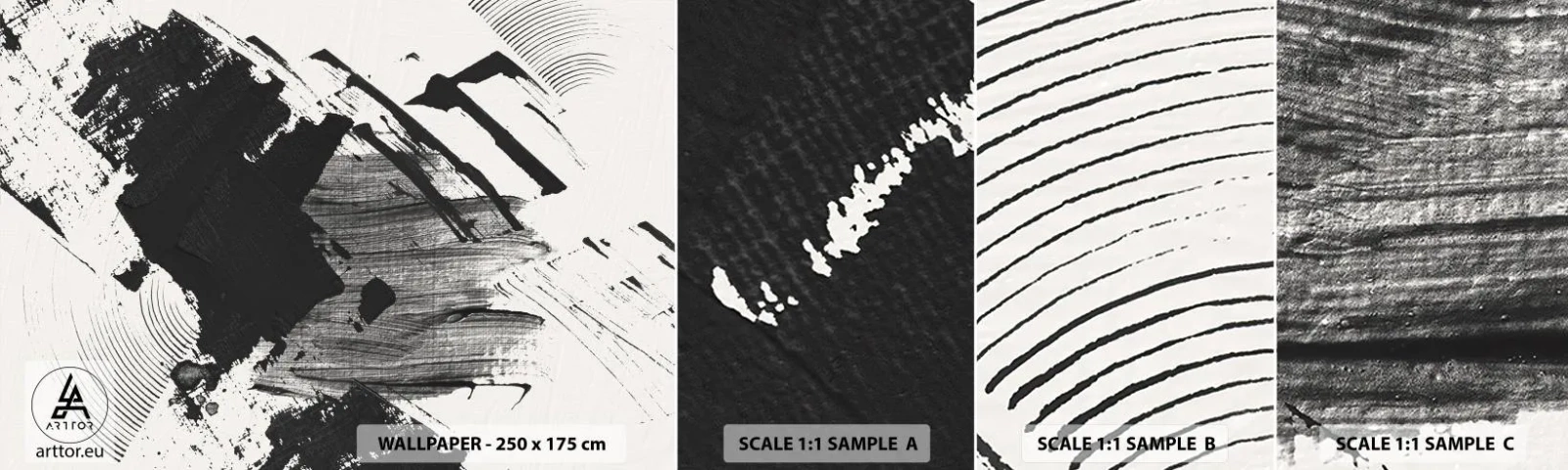 Fotótapéta Minta Standard Eco - Absztrakció - a fekete kifejezése - Darab, Modern, Fekete és fehér - 100x30 cm