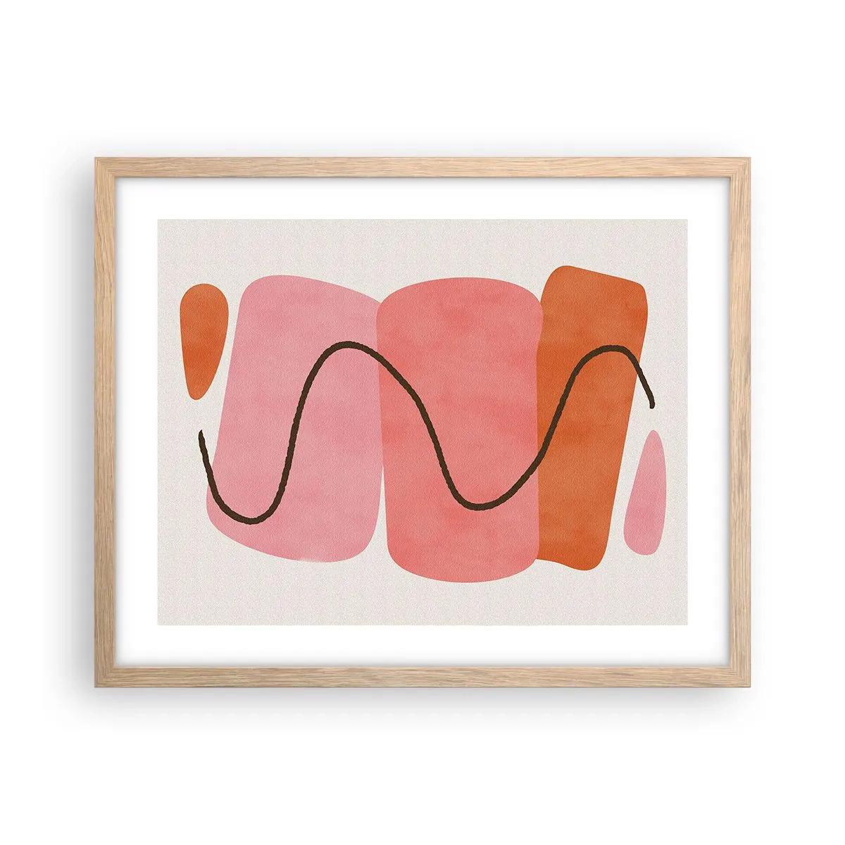 Poszter világos tölgy keretben - Formák szelíd mozgása - 50x40 cm