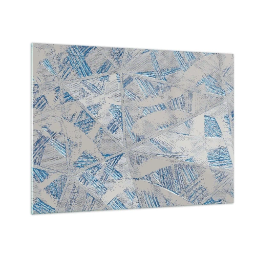 Üveg kép - Geometriai minták szürke és kék árnyalatokban - 70x50cm - A szürkéskék labirintusban - Modern fali dekoráció nappalihoz és hálószobához ARTTOR