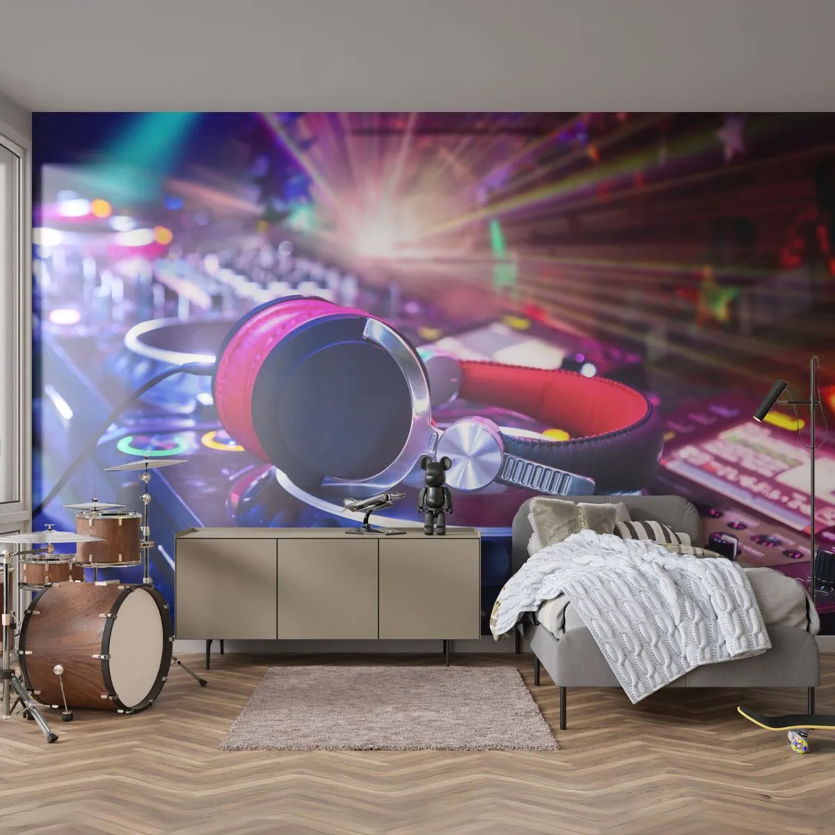 Fotótapéta Premium Canvas - Fog, történni fog - Zene, Zenei Stúdió, Fejhallgató - 400x280 cm
