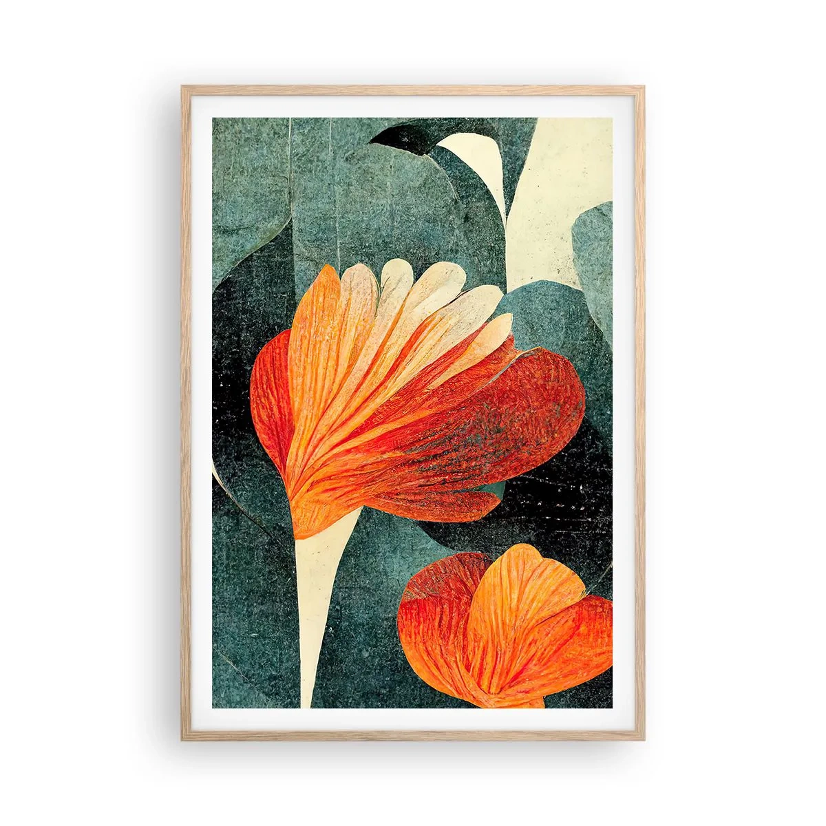 Poszter világos tölgy keretben - A trópusok forrósága és a zöldellő hűvösség - 70x100 cm