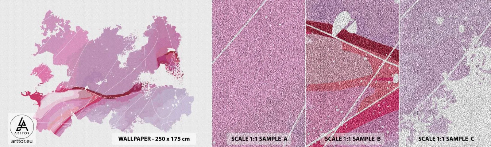 Fotótapéta Minta Premium Sand - Egy rózsaszín világ térképe - Minimalizmus, Pasztell, Térkép - 100x30 cm