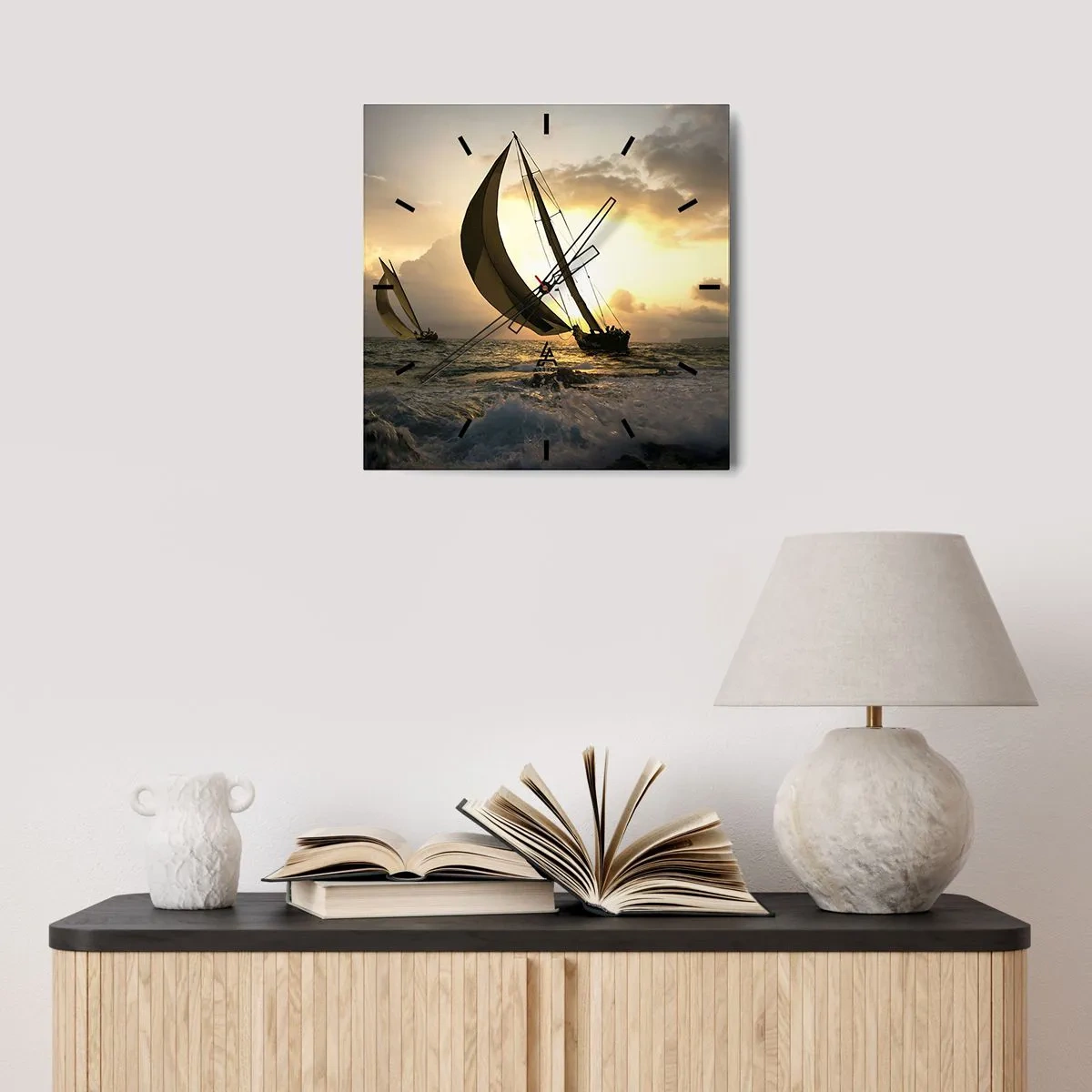 Falióra, Óra - Széllel és széllel szemben - 40x40 cm