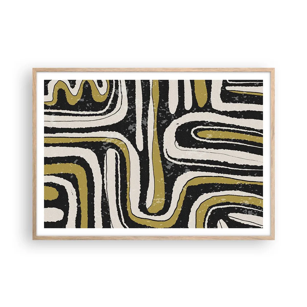 Poszter világos tölgy keretben - Kompozíció: traktusok és sikátorok - 100x70 cm