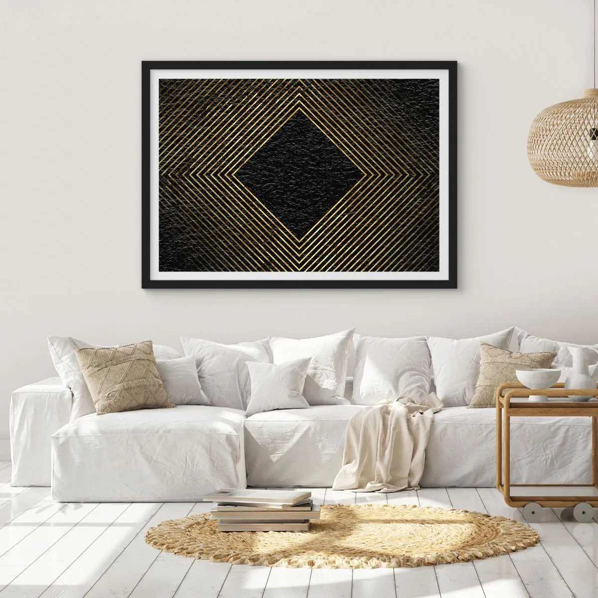 Poszter fehér keretben - Geometria glamour stílusban - 70x50 cm