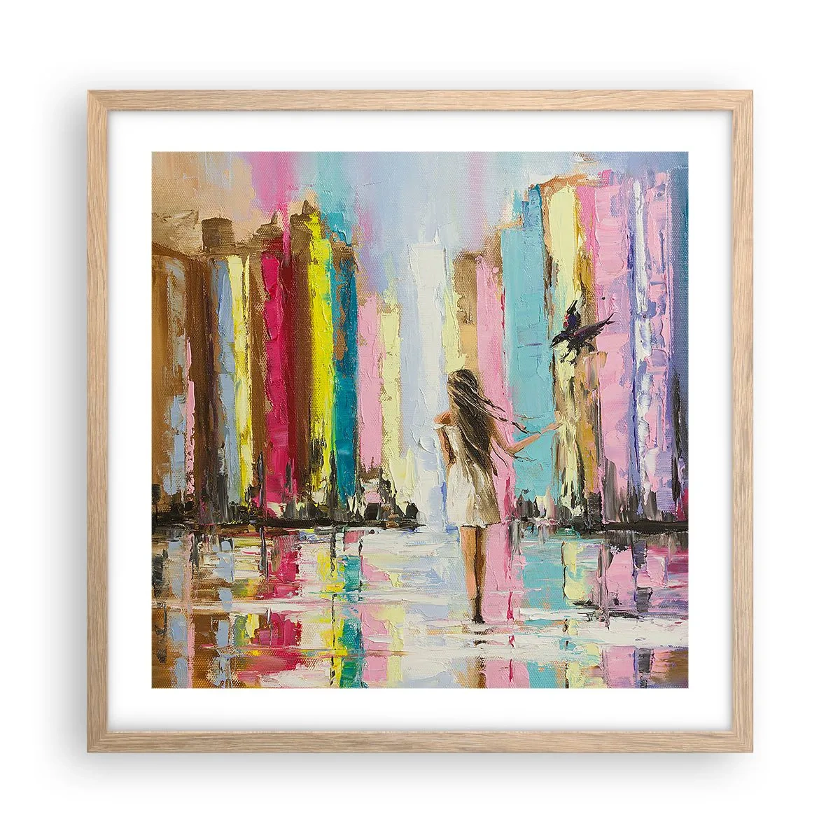 Poszter világos tölgy keretben - Kövessél - 50x50 cm
