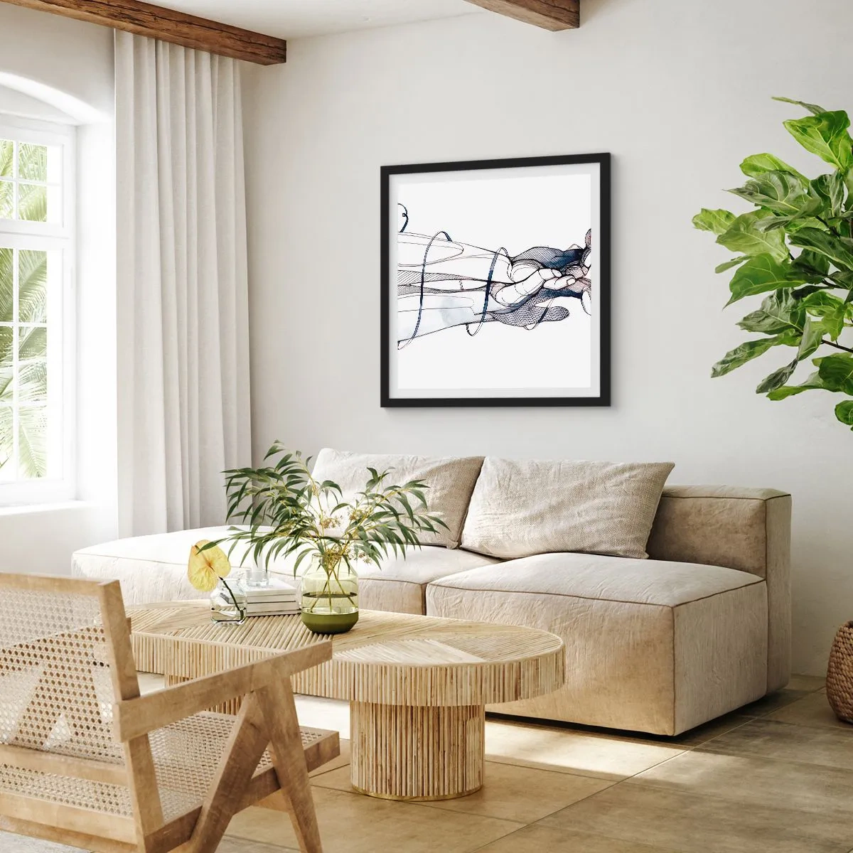 Poszter fehér keretben - Érintés tanulmányozása - 60x60 cm