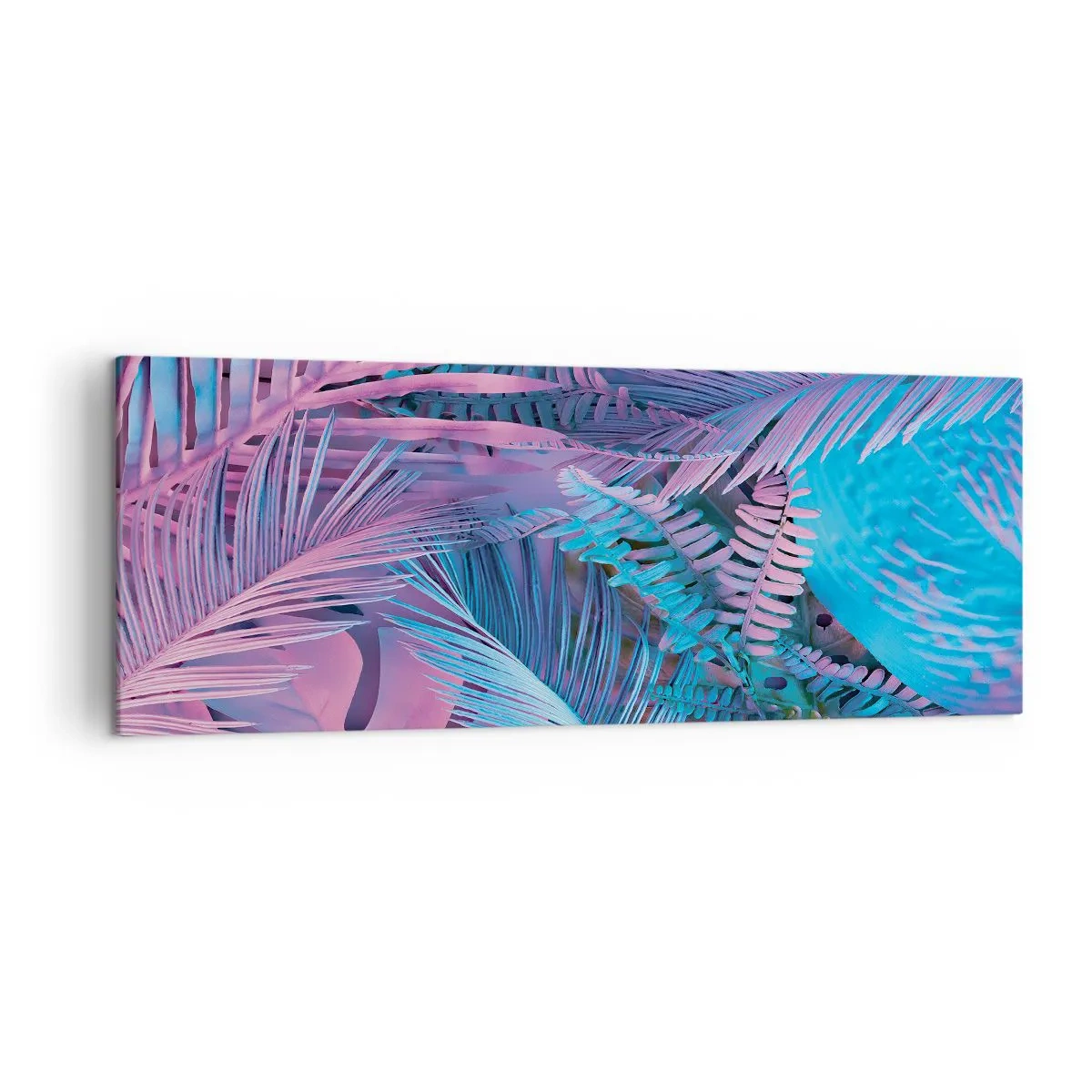 Vászonkép - Trópusok rózsaszínben és kékben - 140x50 cm