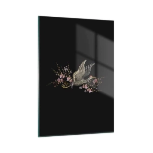 Üveg kép - Egzotikus hímzett madár - 50x70 cm