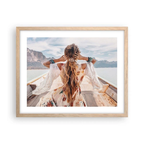 Poszter világos tölgy keretben - Az út a boldogság felé - 50x40 cm