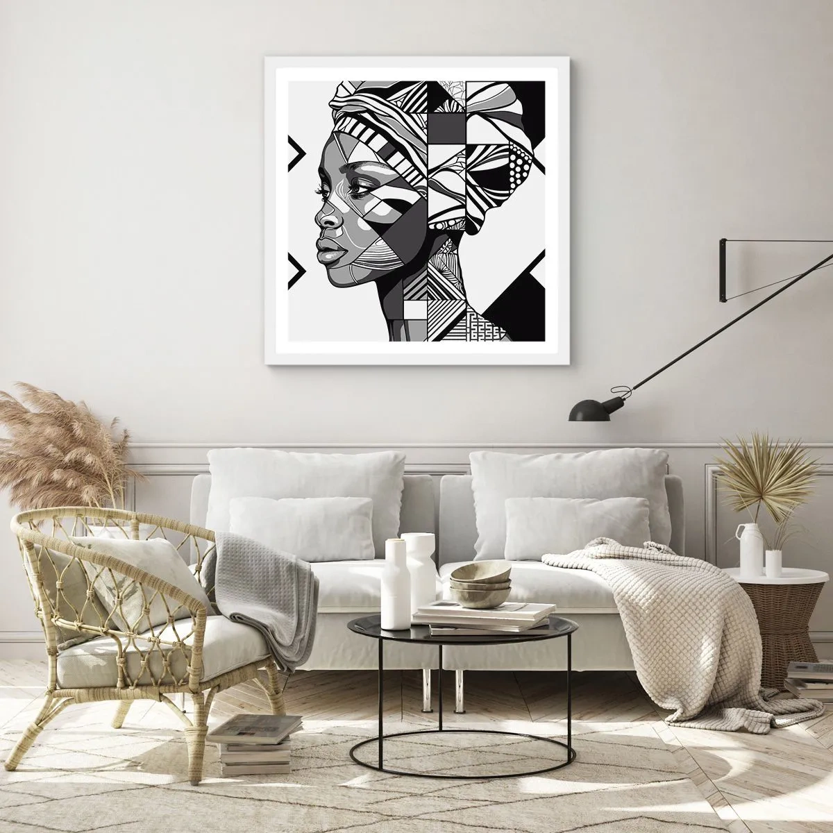 Poszter fekete keretben - Etnikai portré - 60x60 cm