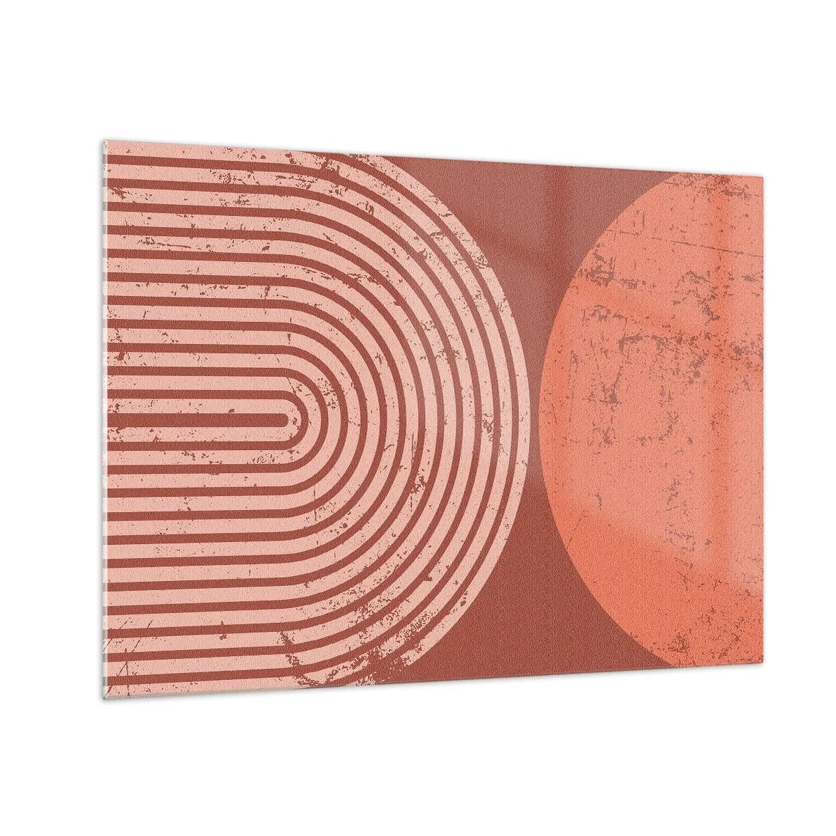 Üveg kép - Geometrikus rozsdaszínű grafika félkörrel és körrel - 70x50cm - Szoros kapcsolat - Modern fali dekoráció nappalihoz és hálószobához ARTTOR