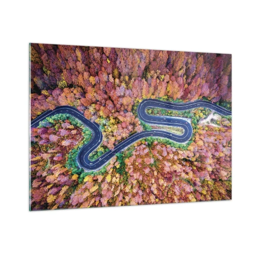 Üveg kép - Kanyargós út az erdőn keresztül - 100x70 cm
