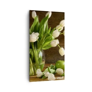 Vászonkép - Zamatos és friss zöldben és fehérben - 55x100 cm