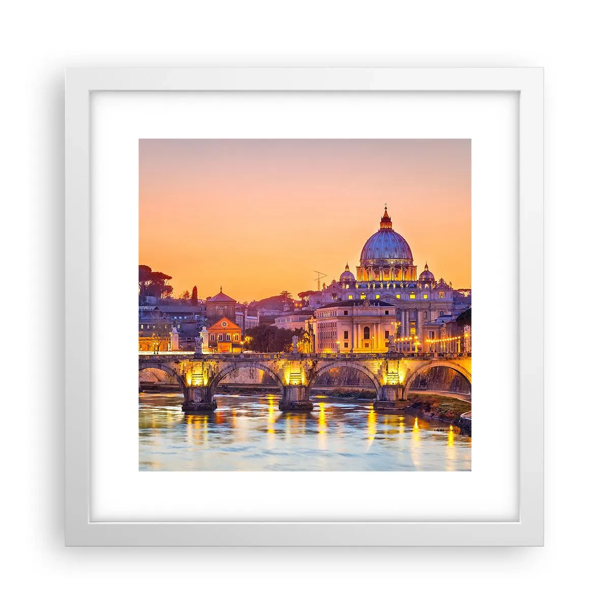 Poszter fekete keretben - Naplemente az örök város felett - 30x30 cm