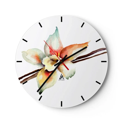Falióra, Óra - Akvarell virágmotívum világos háttéren - 30x30cm - Festékkel kiöntött édesség - Modern fali dekoráció nappalihoz, konyhához és hálószobához ARTTOR