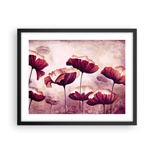 Poszter fehér keretben - Piros és fehér szirom - 50x40 cm