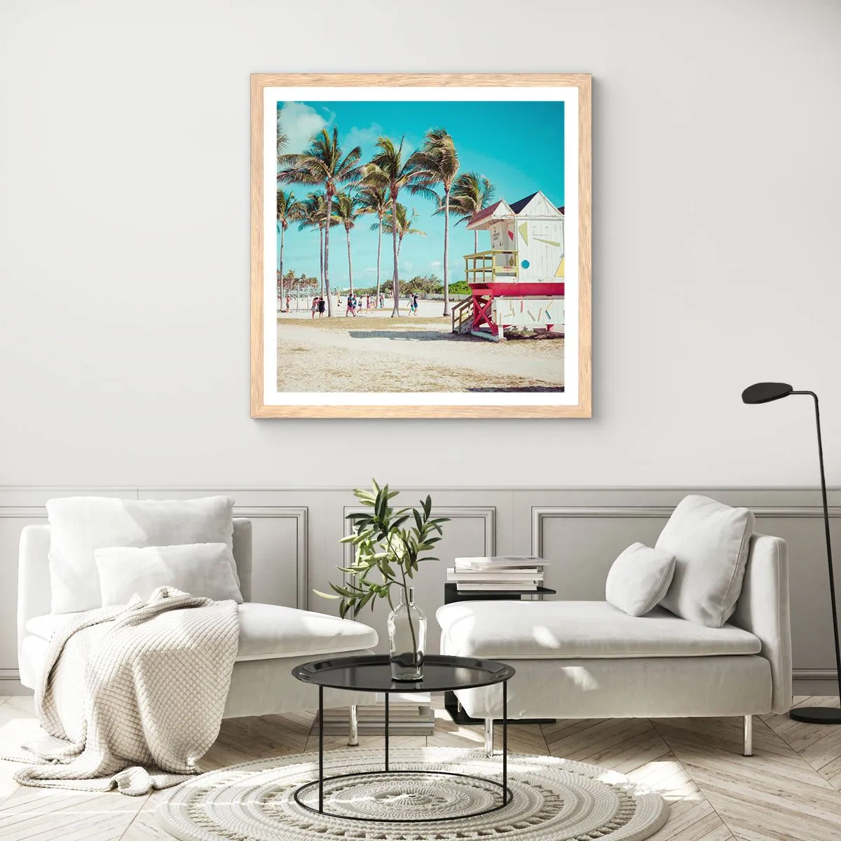 Poszter világos tölgy keretben - Gyönyörű nap vár rád - 40x40 cm