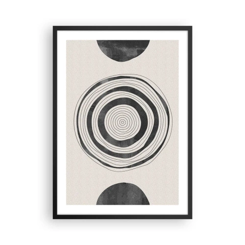 Poszter fehér keretben - Geometrikus körök minimalista kompozíciója - 50x70cm - Az a fontos, ami a kettő között van. - Modern fali dekoráció nappalihoz és hálószobához ARTTOR