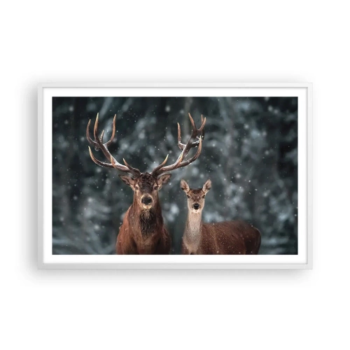 Poszter fekete keretben - Az erdő ura a feleségével - 91x61 cm