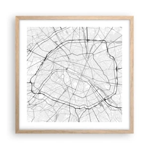 Poszter világos tölgy keretben - Párizs virága - 50x50 cm