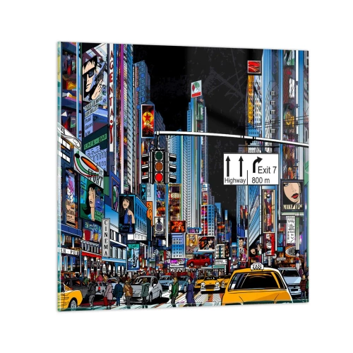 Üveg kép - Képregény nagy éjszaka - 40x40 cm