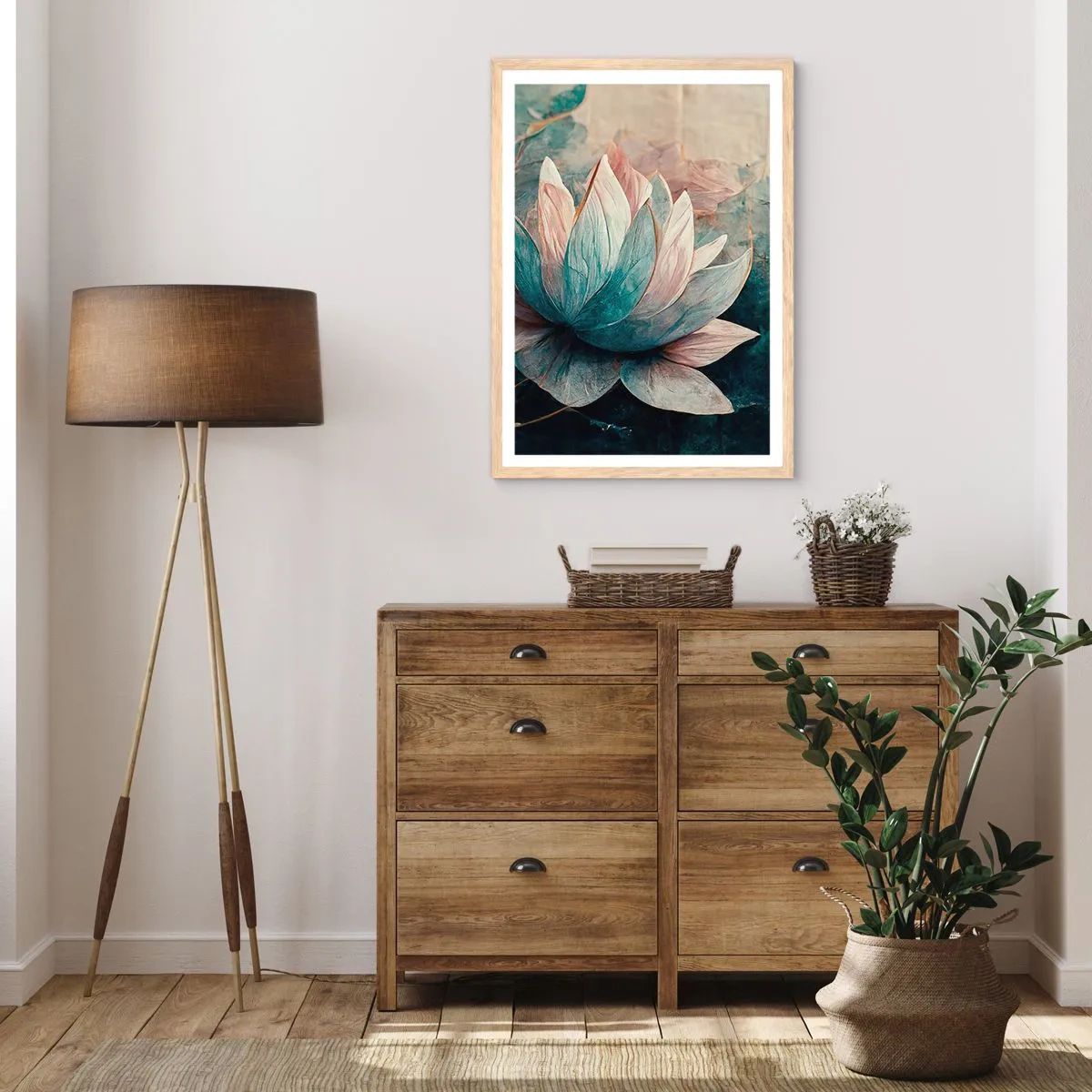 Poszter világos tölgy keretben - Tavi csillagok - 40x50 cm